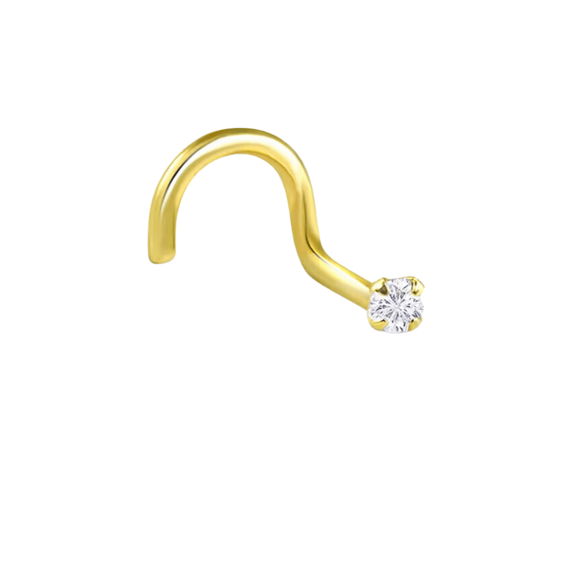 18K Gold Plated Dot Size Tiny Round 2 MM White CZ Nose Pin with wire in 92.5 Silver - Silver Nose Pin