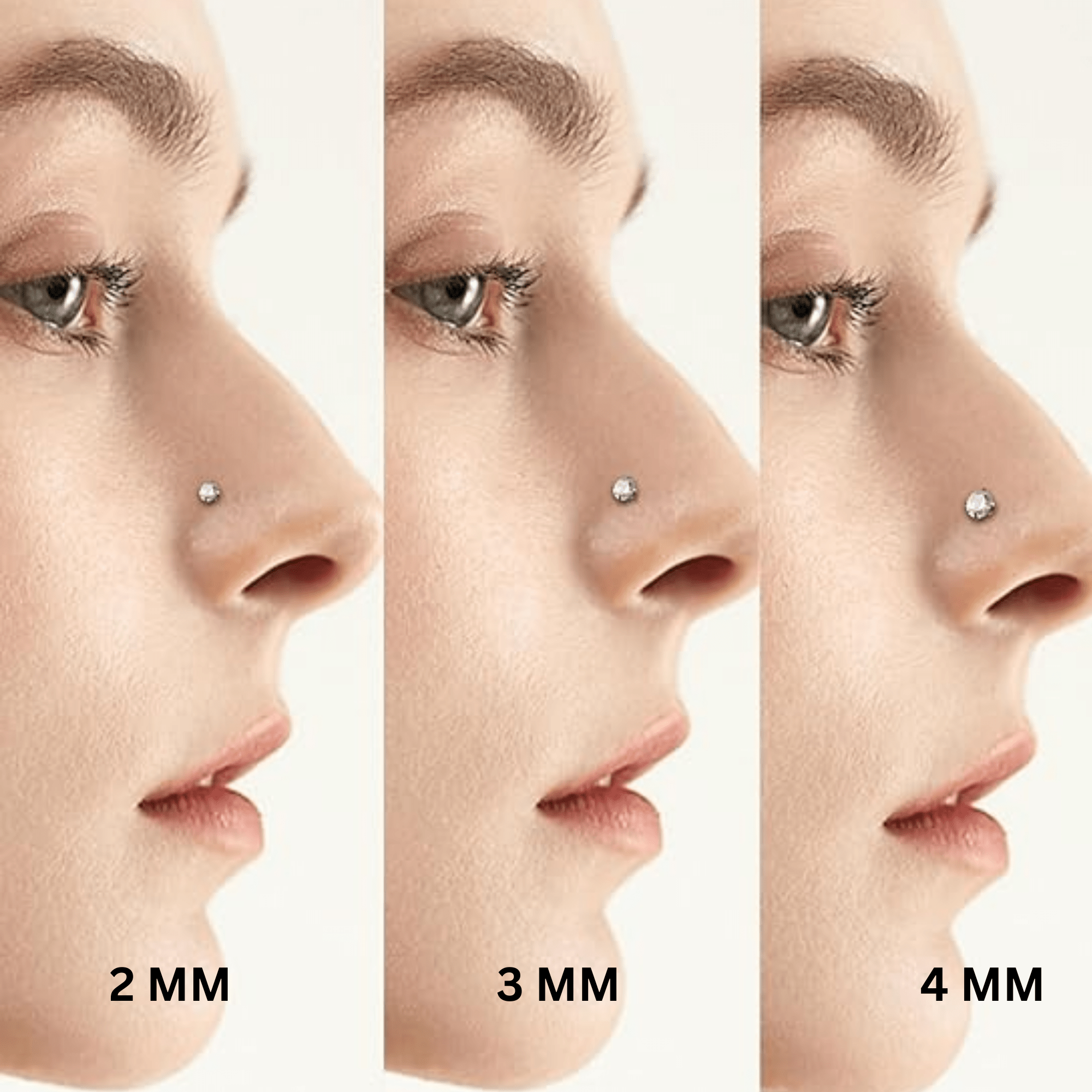 18K Gold Plated Dot Size Tiny Round 3 MM White CZ Nose Pin with wire in 92.5 Silver - Silver Nose Pin