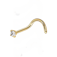 18K Gold Plated Dot Size Tiny Round 3 MM White CZ Nose Pin with wire in 92.5 Silver - Silver Nose Pin