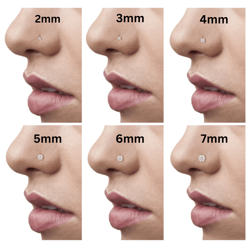 18K Gold Plated Dot Size Tiny Round 3 MM White CZ Nose Pin with wire in 92.5 Silver - Silver Nose Pin