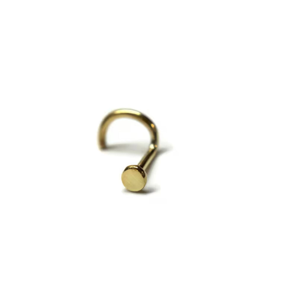 18k Gold Plated Flat Round 2 mm Nose Pin with wire in 92.5 Sterling Silver for Women and Girls - Silver Nose Pin