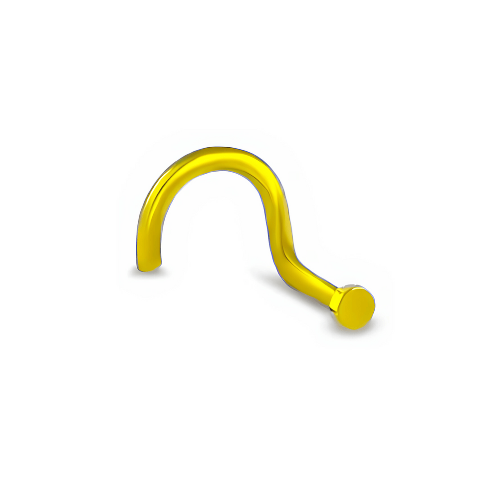 18k Gold Plated Flat Round 2 mm Nose Pin with wire in 92.5 Sterling Silver for Women and Girls - Silver Nose Pin