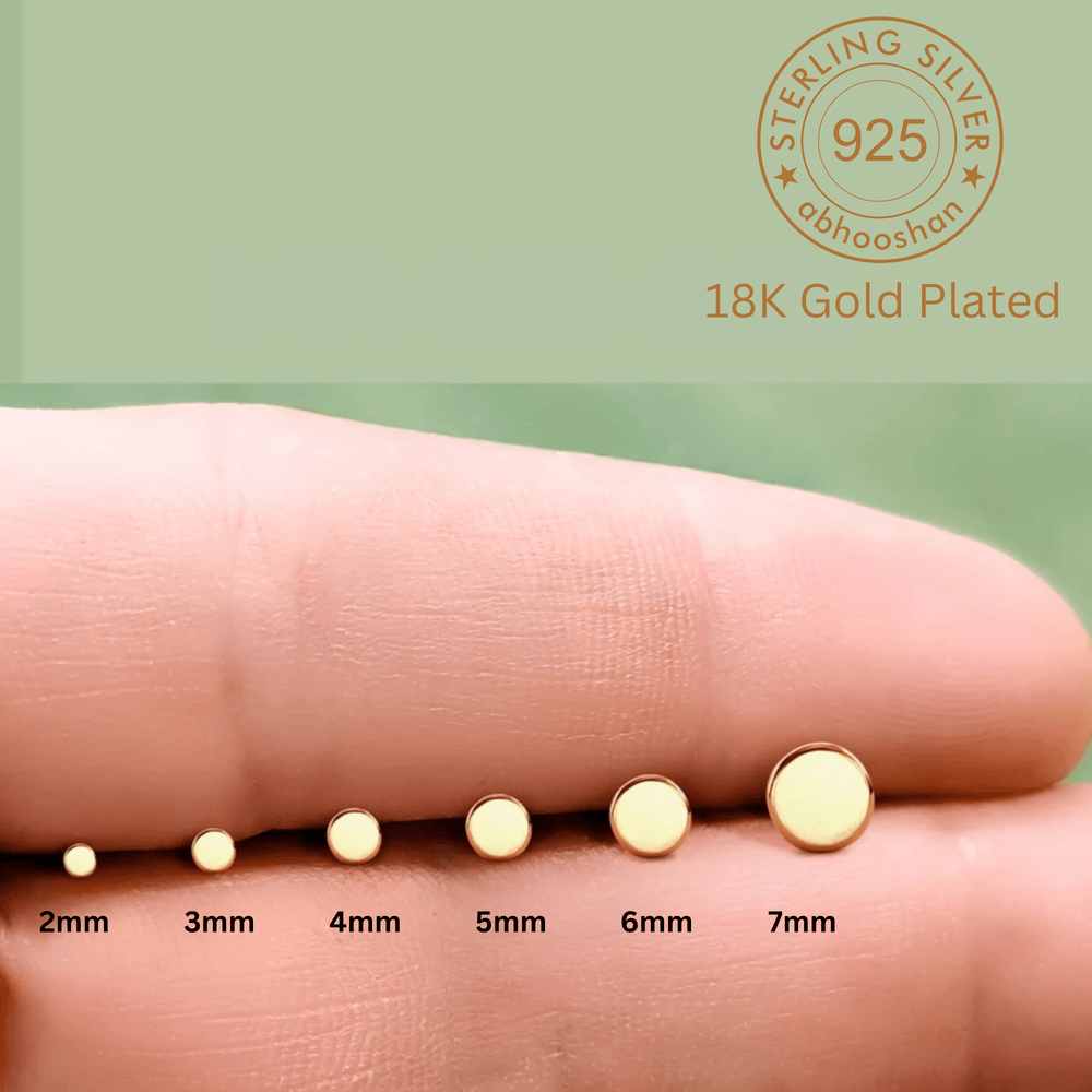 18k Gold Plated Flat Round 2 mm Nose Pin with wire in 92.5 Sterling Silver for Women and Girls - Silver Nose Pin