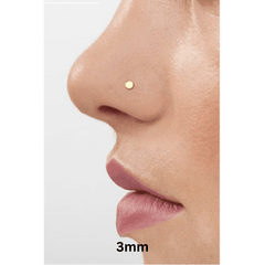 18k Gold Plated Flat Round 3 mm Nose Pin with wire in 92.5 Sterling Silver for Women and Girls - Silver Nose Pin
