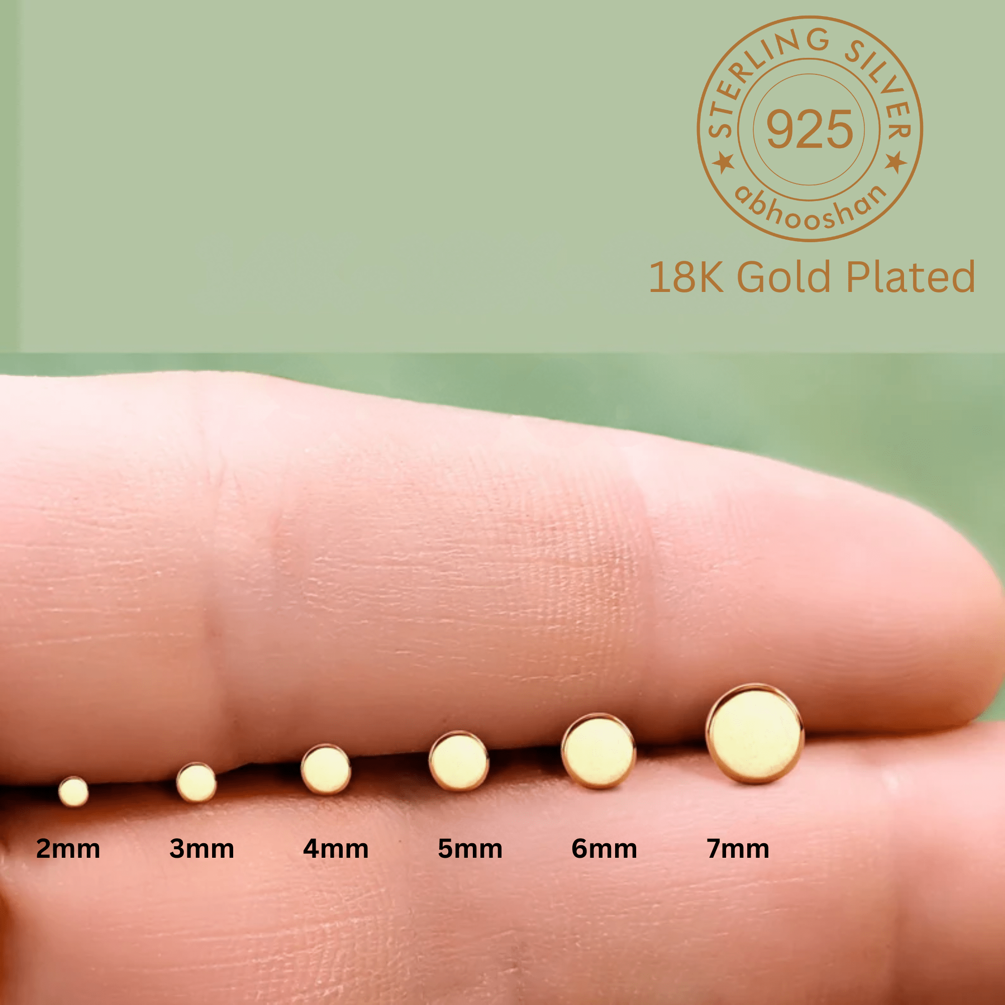 18k Gold Plated Flat Round 3 mm Nose Pin with wire in 92.5 Sterling Silver for Women and Girls - Silver Nose Pin