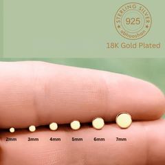 18k Gold Plated Flat Round 3 mm Nose Pin with wire in 92.5 Sterling Silver for Women and Girls - Silver Nose Pin