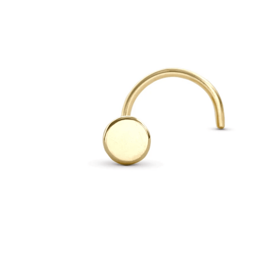 18k Gold Plated Flat Round 3 mm Nose Pin with wire in 92.5 Sterling Silver for Women and Girls - Silver Nose Pin