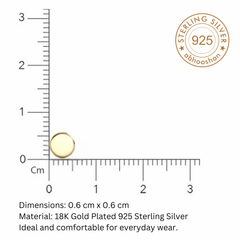 18k Gold Plated Flat Round 6 mm Nose Pin with wire in 92.5 Sterling Silver for Women and Girls - Silver Nose Pin