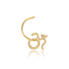 18k Gold Plated OM Nose Pin with wire in 92.5 Sterling Silver for Women and Girls