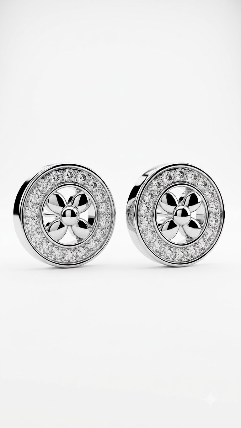 925 Sterling Silver Trendy Round Cubic Zircon Stud Earrings