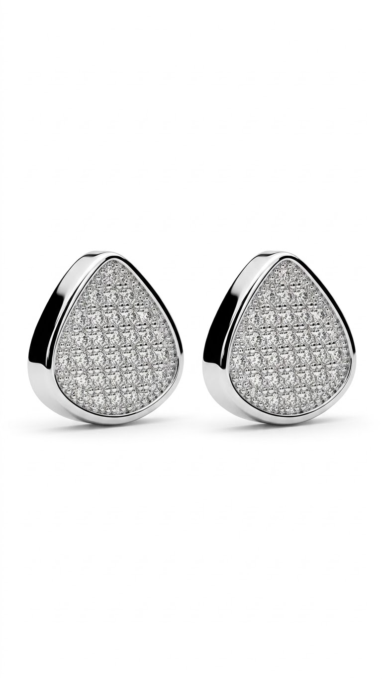 925 Sterling Silver Unique Pair of Triangle Shape Cubic Zircon Studs
