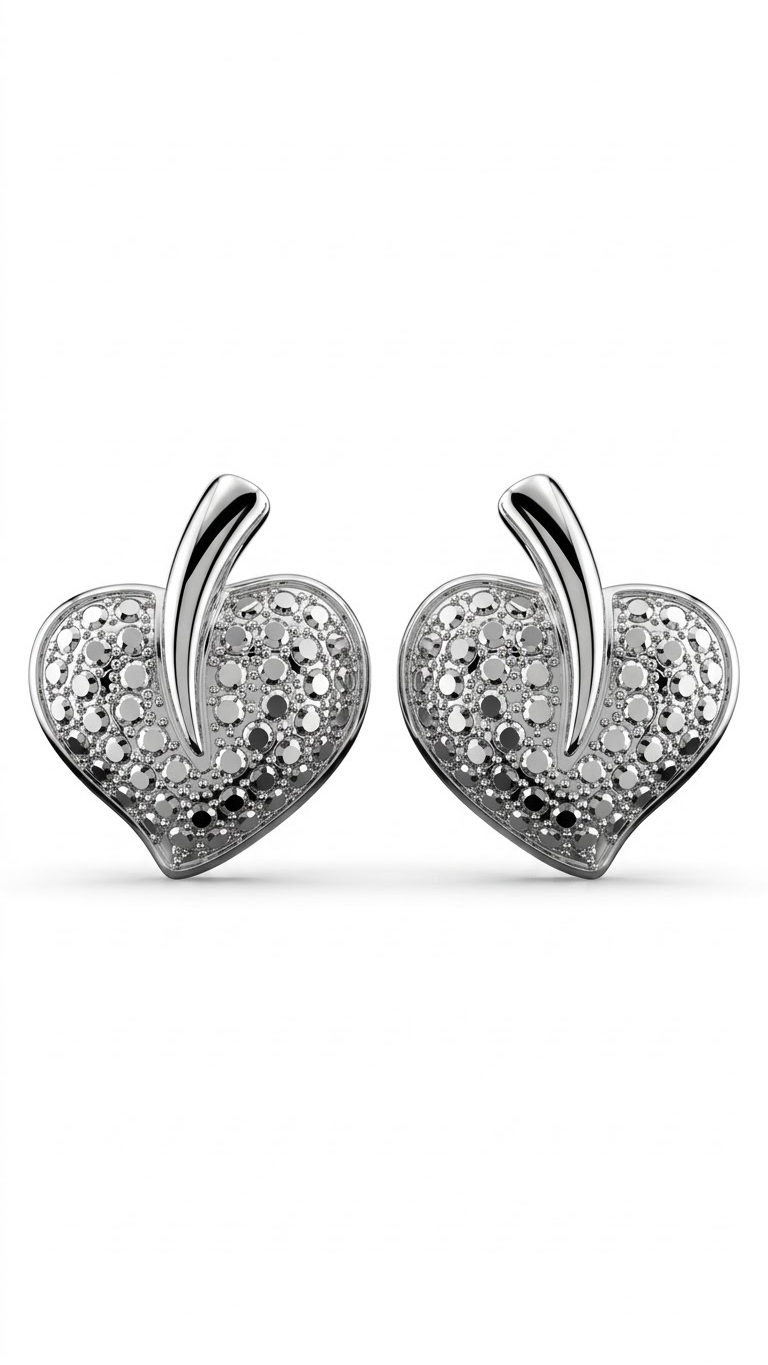 925 Sterling Silver Heart-Shaped Cubic Zircon Stud