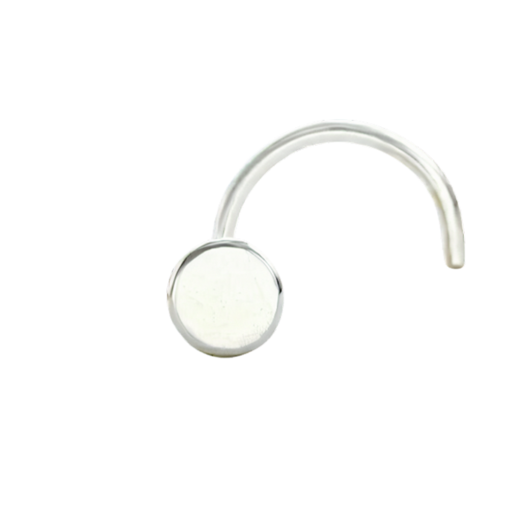 Flat Round 3 mm Nose Pin with wire in 92.5 Sterling Silver for Women and Girls