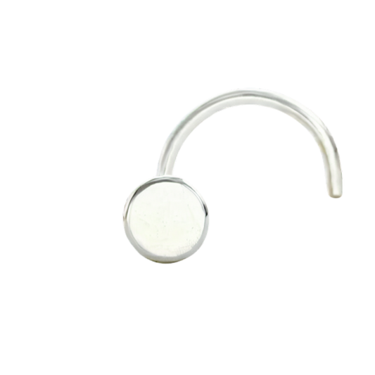 Flat Round 3 mm Nose Pin with wire in 92.5 Sterling Silver for Women and Girls