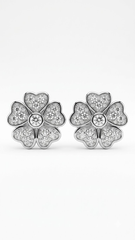 925 Sterling Silver Flower Shape Cz Studs