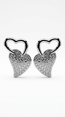 925 Sterling Silver Heart-Shaped Cubic Zirconia Studs Earrings