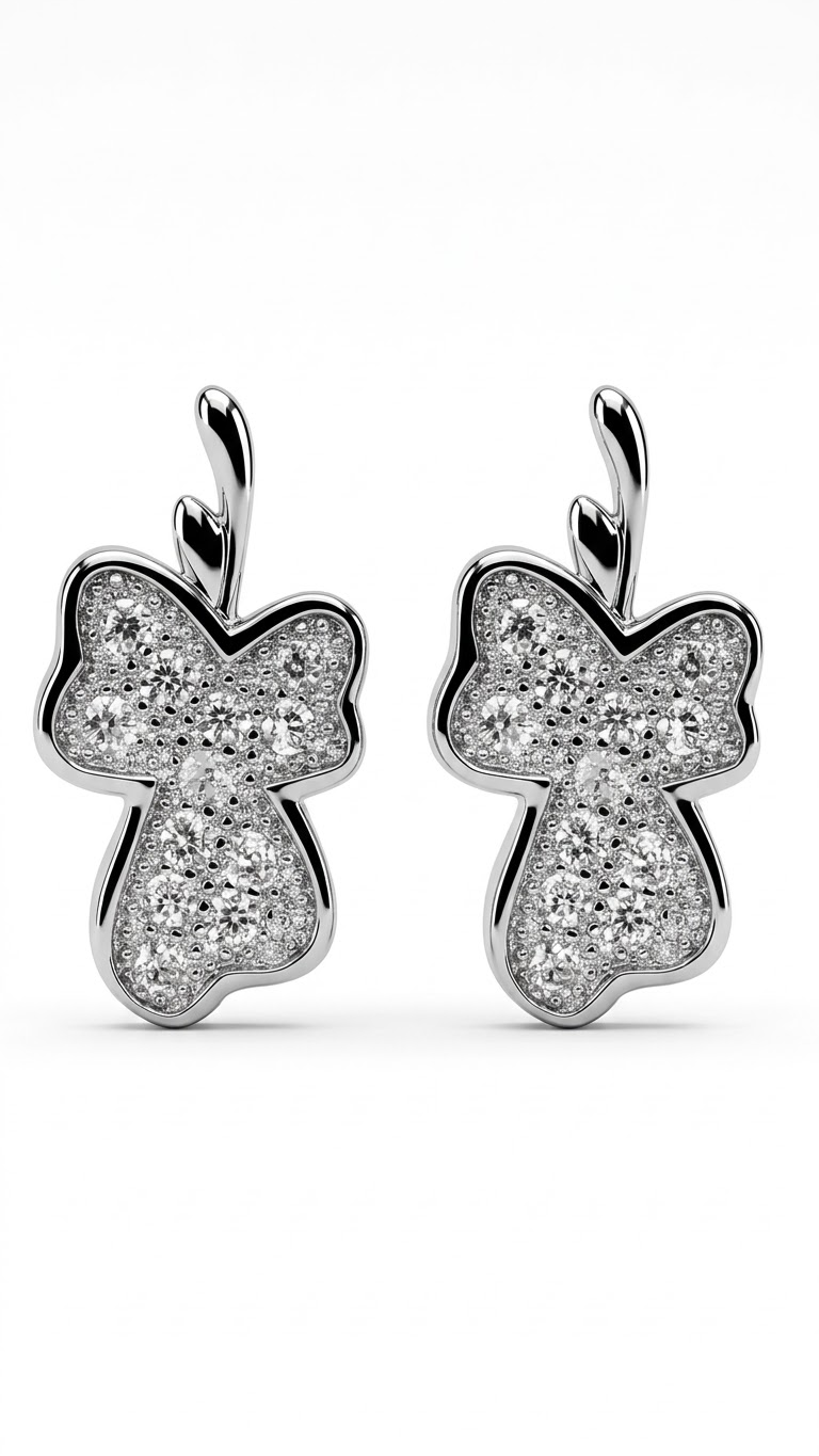925 Sterling Silver Leaf Shape Cubic Zircon Studs