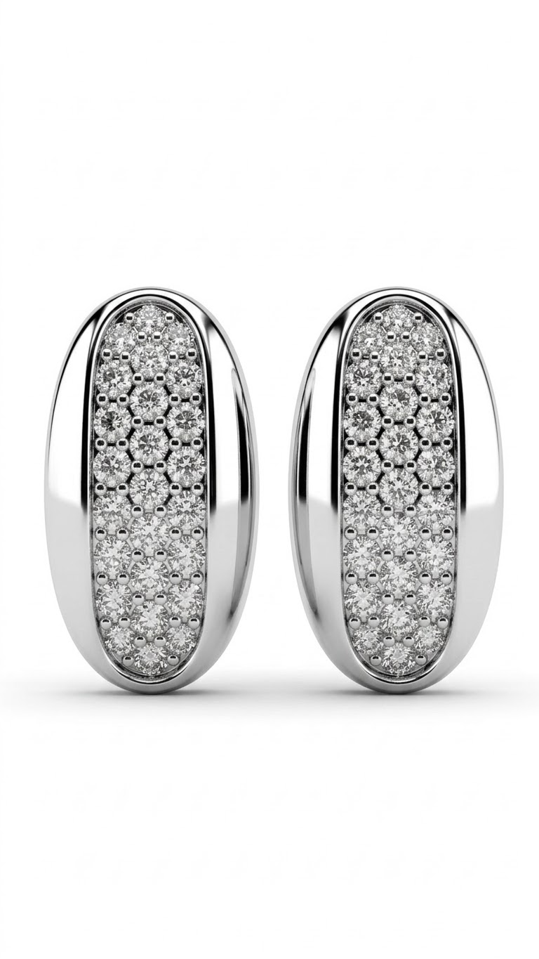 925 Sterling Silver Oval Shape Cubic Zircon Stud