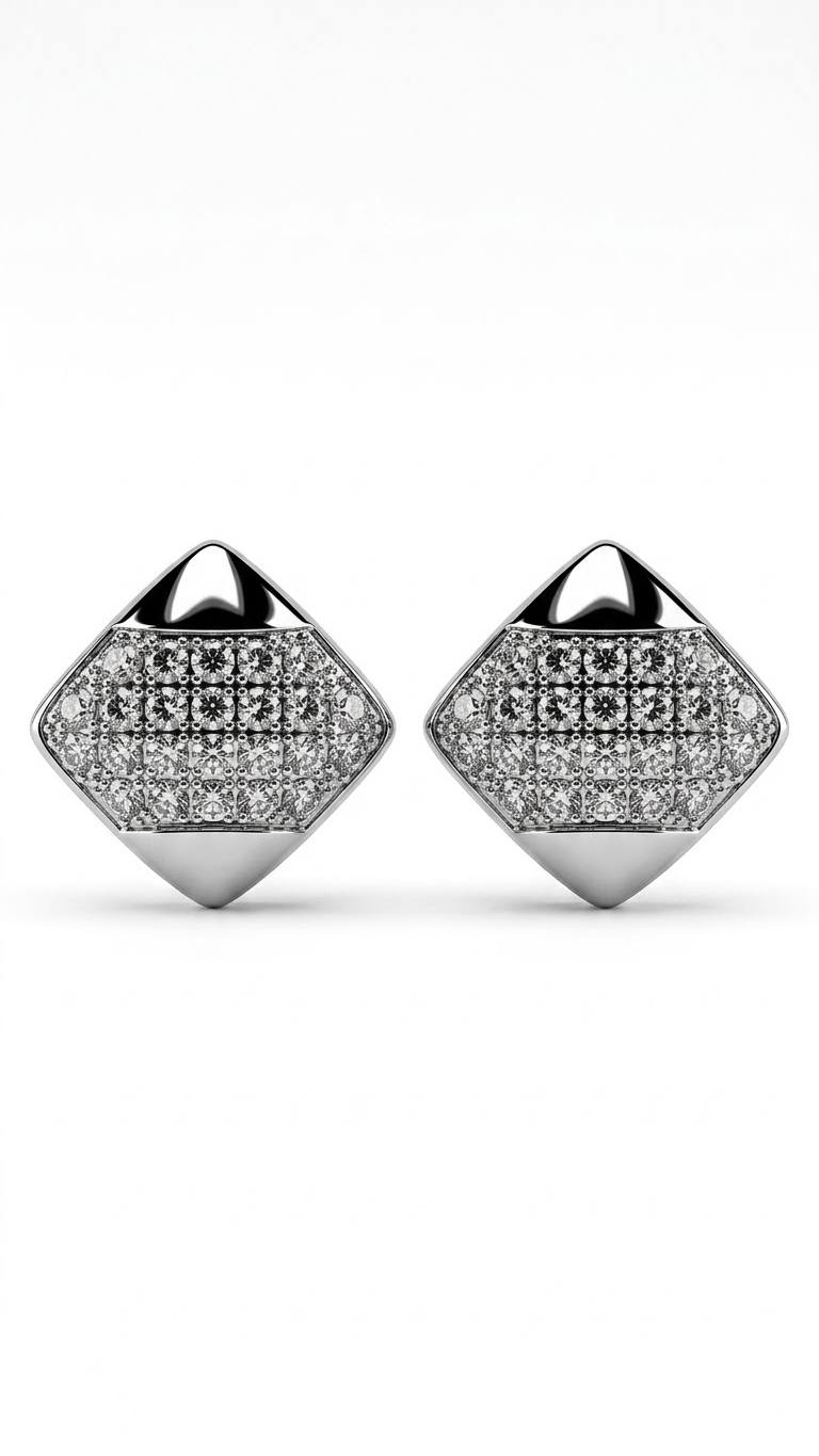 925 Sterling Silver Square Cz Studs
