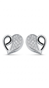 925 Sterling Silver Heart-Shaped Cubic Zirconia Studs Earrings