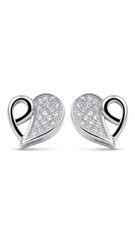 925 Sterling Silver Heart-Shaped Cubic Zirconia Studs Earrings