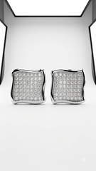 925 Sterling Silver Designer Square Shape Cubic Zircon Stud