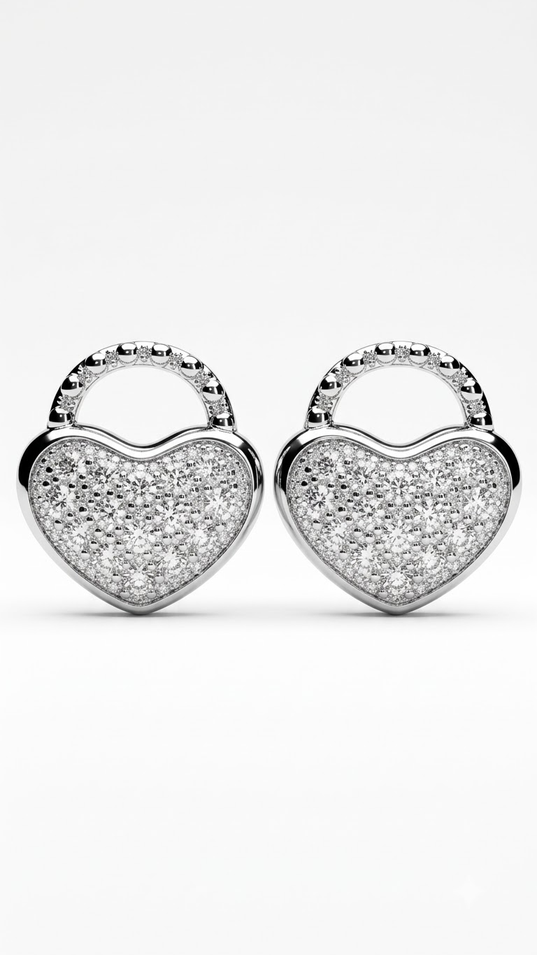 925 Sterling Silver Heart-Shaped Cubic Zirconia Studs Earrings