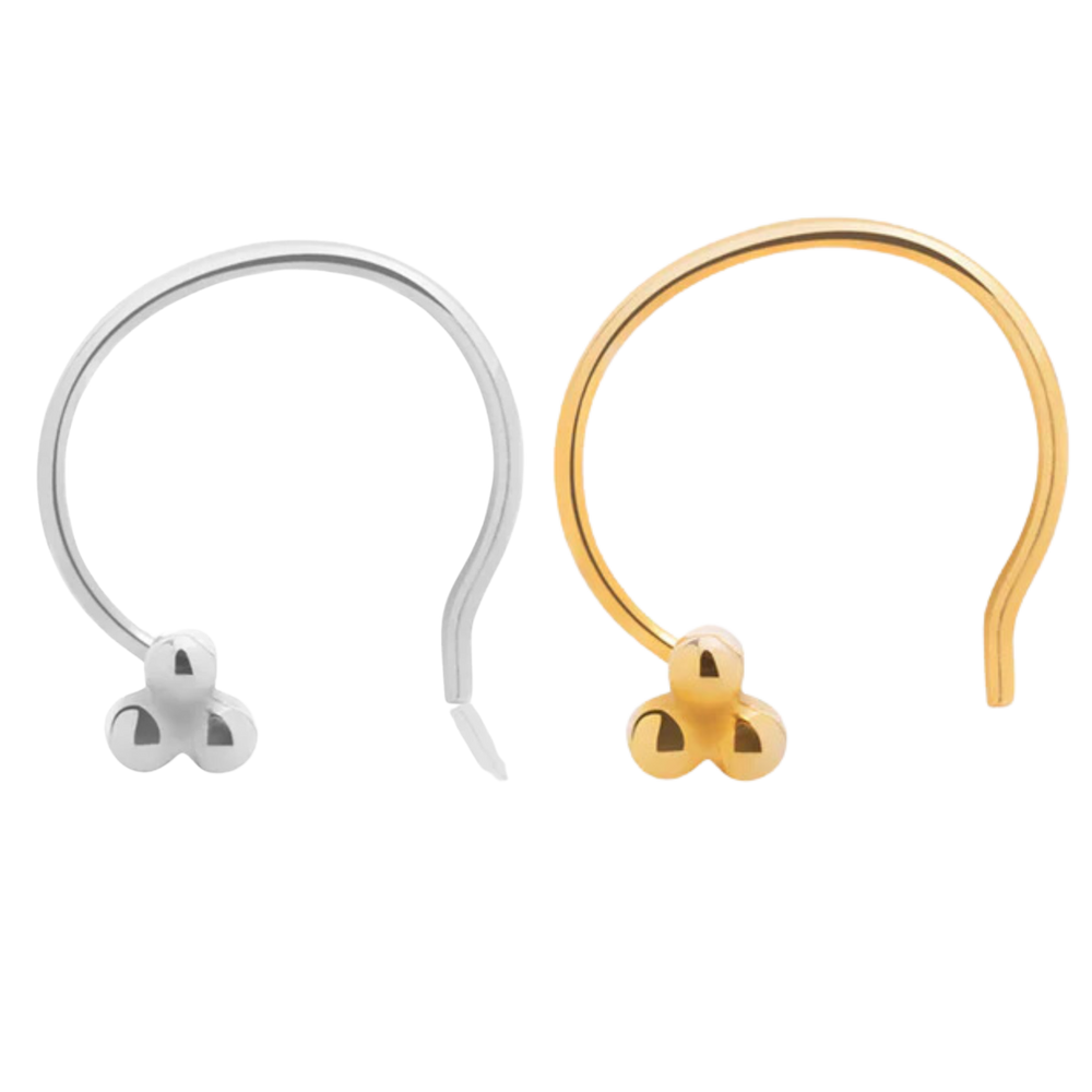 Combo Tiny 3 dots Nose Pin with wire in 92.5 Sterling Silver  and Gold Plated for Women and Girls