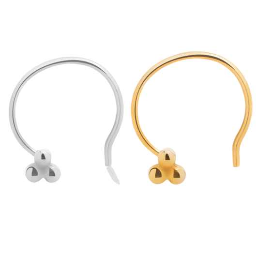 Combo Tiny 3 dots Nose Pin with wire in 92.5 Sterling Silver  and Gold Plated for Women and Girls