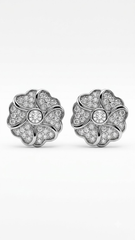 925 Sterling Silver Flower Shape Cubic Zircon Studs