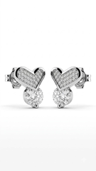 925 Sterling Silver Heart-Shaped Cubic Zirconia Studs Earrings