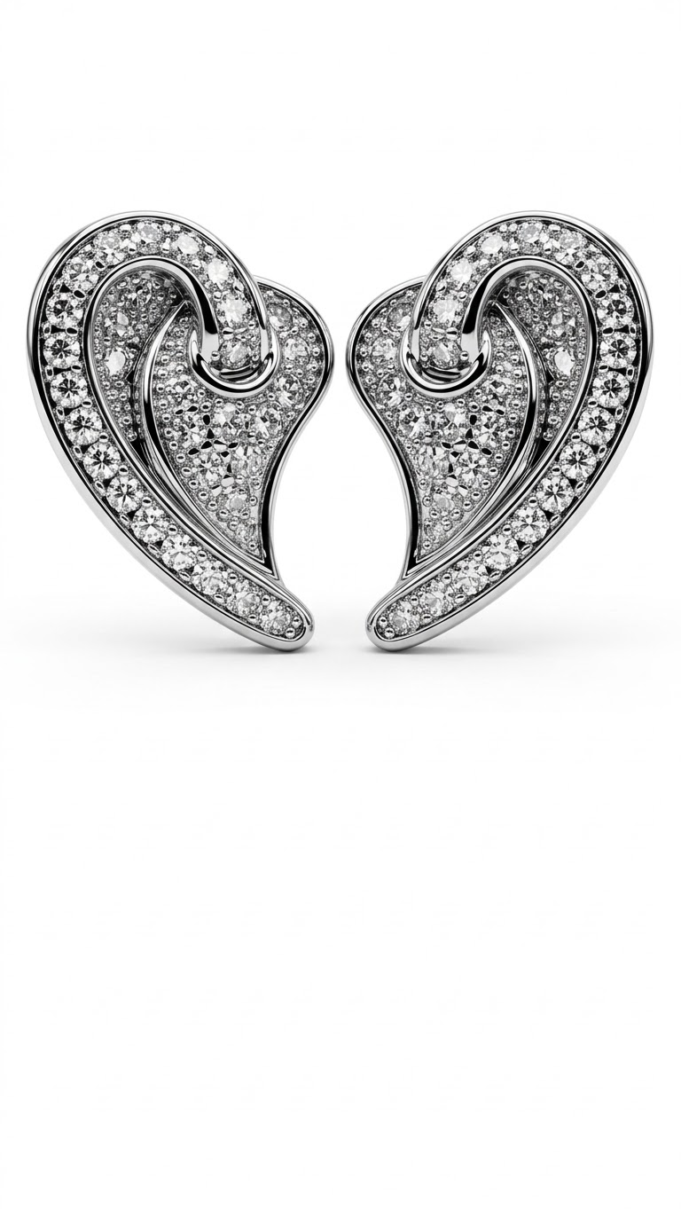 925 Sterling Silver Heart-Shaped Cubic Zirconia Studs Earrings