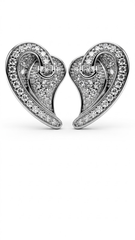925 Sterling Silver Heart-Shaped Cubic Zirconia Studs Earrings