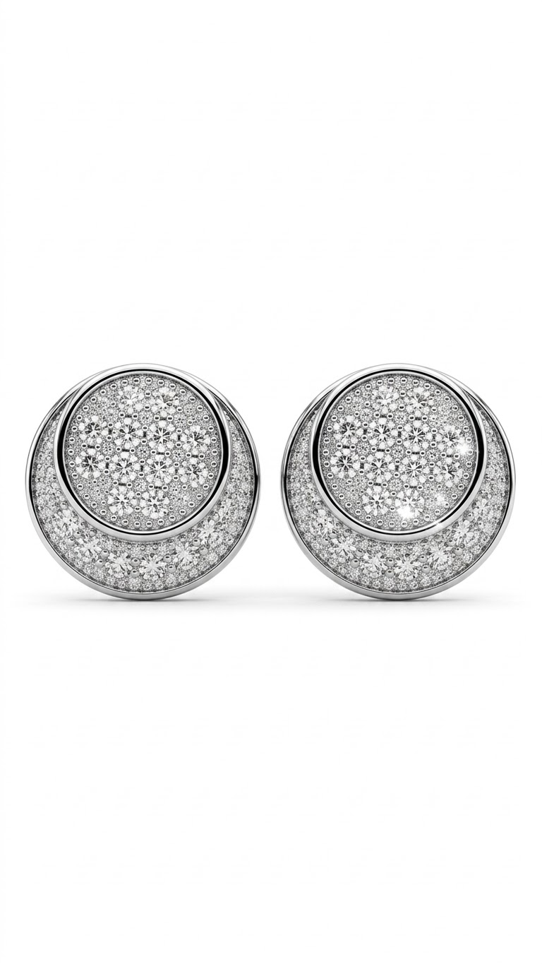 925 Sterling Silver Designer Pair of Cubic Zircon Stud Earrings
