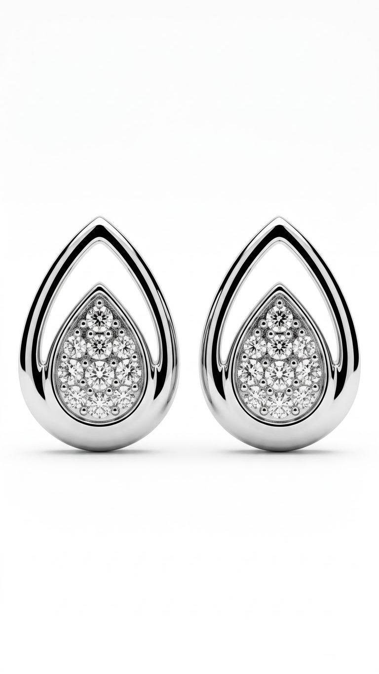 925 Sterling Silver Designer and Trendy Drop Shape Cz Studs
