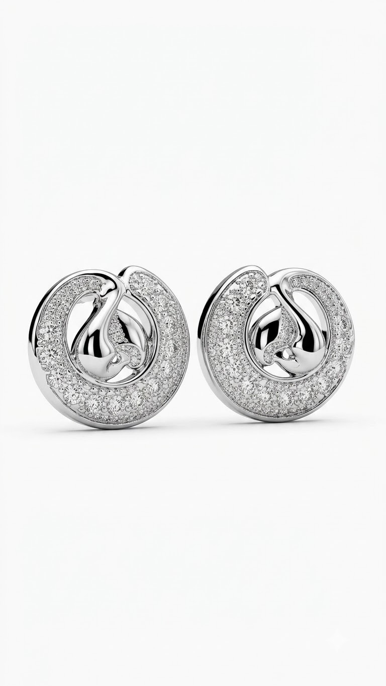 925 Sterling Silver Designer Cubic Zircon Stud Earrings