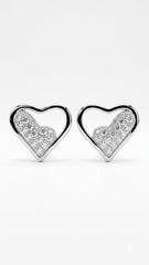 925 Sterling Silver Heart-Shaped Cubic Zirconia Studs Earrings