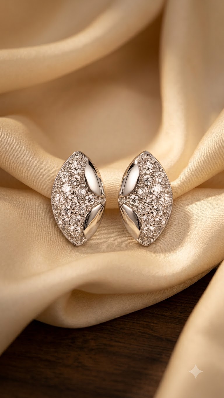 925 Sterling Silver Designer and Trendy Oval Shape Cz Studs