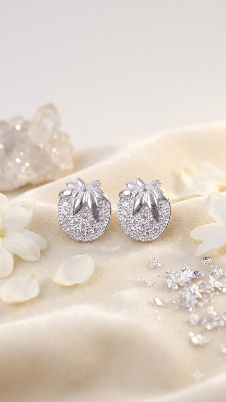 925 Sterling Silver Tomato Shape Studs Earrings