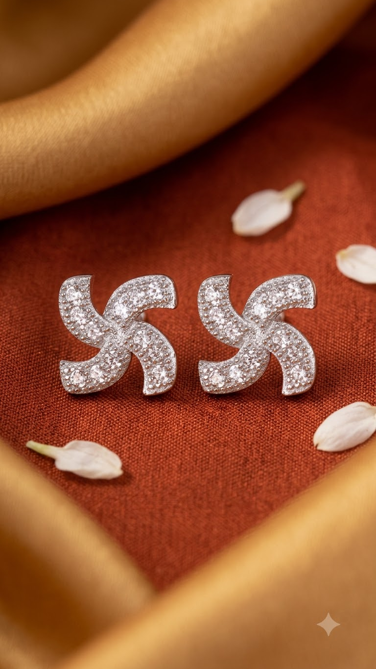 925 Sterling Silver Geomatrical Cz Studs