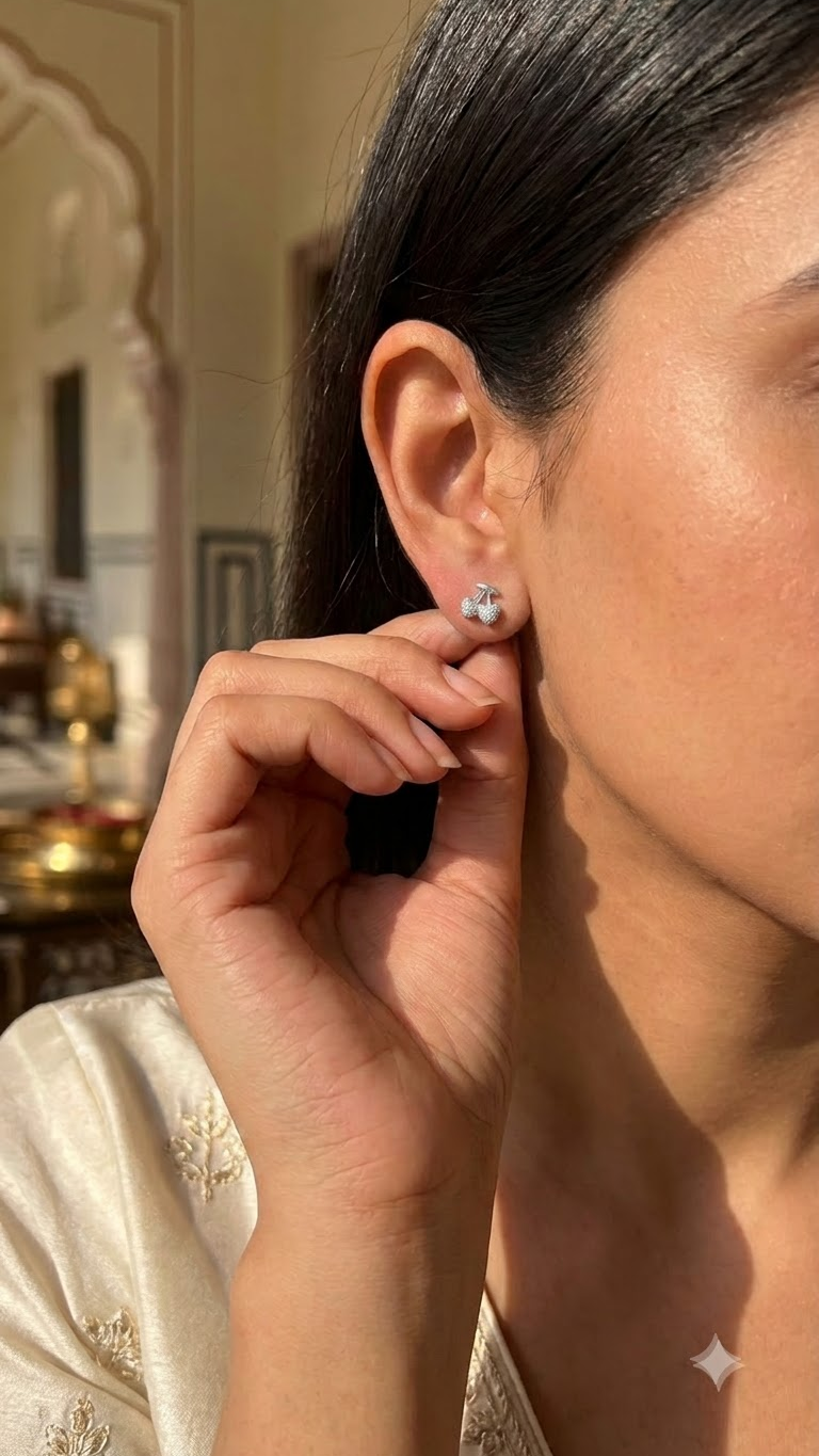 925 Sterling Silver Designer Love Heart Studs With Cubic Zirconia CZ Stones