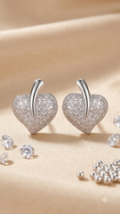 925 Sterling Silver Heart-Shaped Cubic Zircon Stud