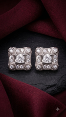 925 Sterling Silver Square Cubic Zircon Stud