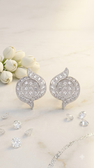 925 Sterling Silver Unique Pair of Cubic Zircon Stud