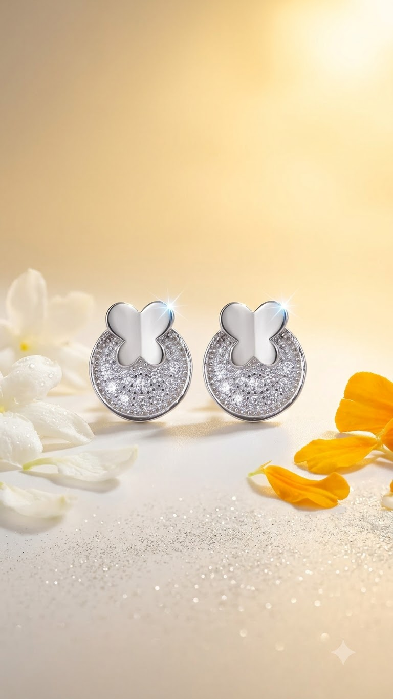 925 Sterling Silver Designer Cubic Zircon Stud Earrings