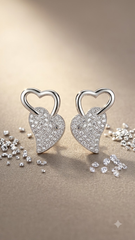 925 Sterling Silver Heart-Shaped Cubic Zirconia Studs Earrings