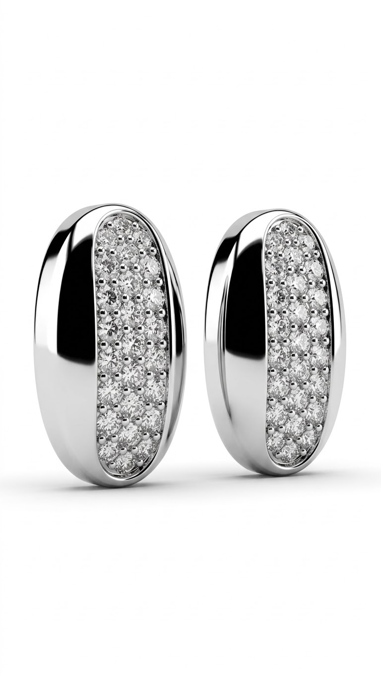 925 Sterling Silver Oval Shape Cubic Zircon Stud