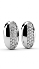 925 Sterling Silver Oval Shape Cubic Zircon Stud