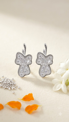 925 Sterling Silver Leaf Shape Cubic Zircon Studs
