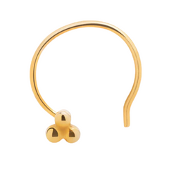 Gold Plated Tiny 3 dots Nose Pin with wire in 92.5 Sterling Silver for Women and Girls